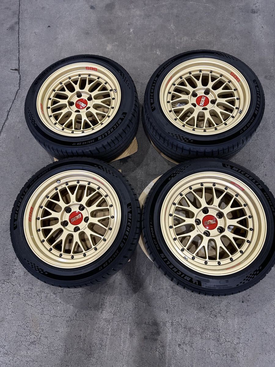 BBS LM  редко встречающийся F1 золотой  17 дюймов  9J+20 шина  диск   4 штуки  комплект