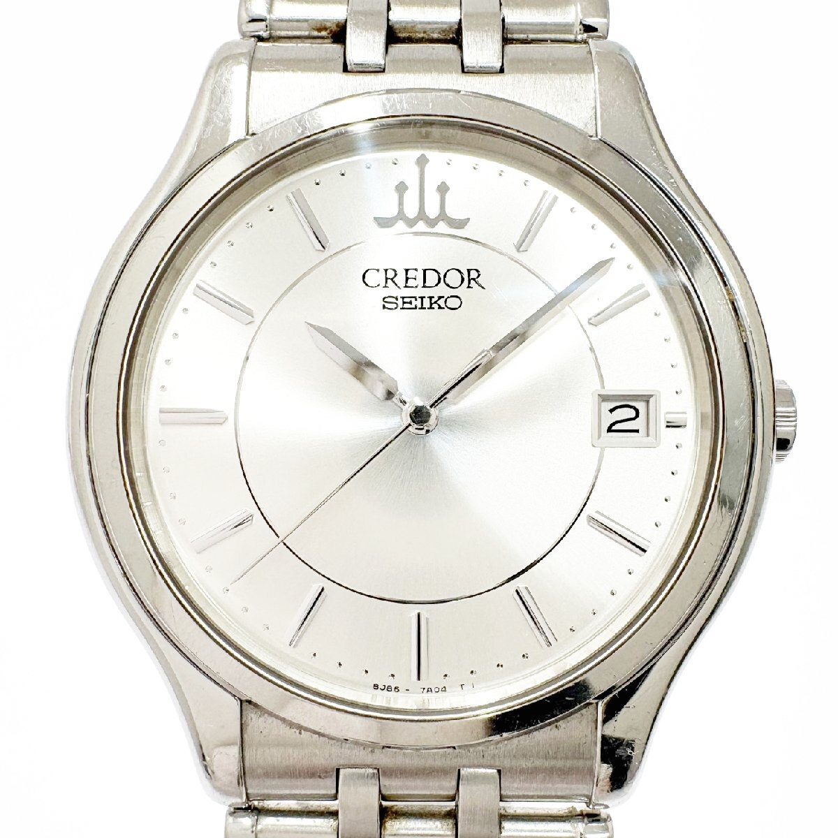 【1  йен  старт 】【 обстоятельства  есть  товар 】SEIKO  Seiko   8J86-7A00 ...  день  ... SS   серебристый  циферблат   кварцевый   мужские наручные часы   541494