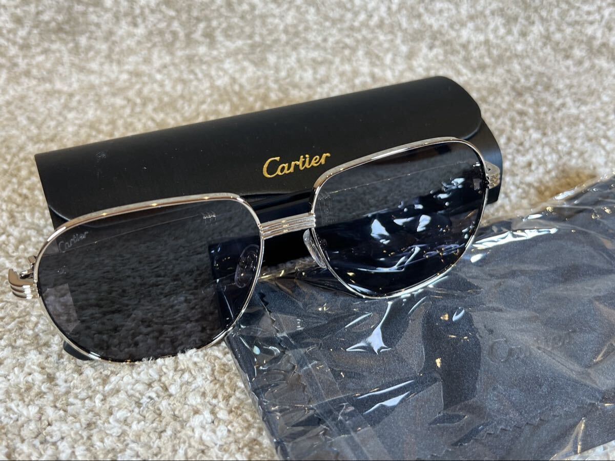 Cartier ...　 солнцезащитные очки 　 черный 　  серебристый 　 неиспользуемый