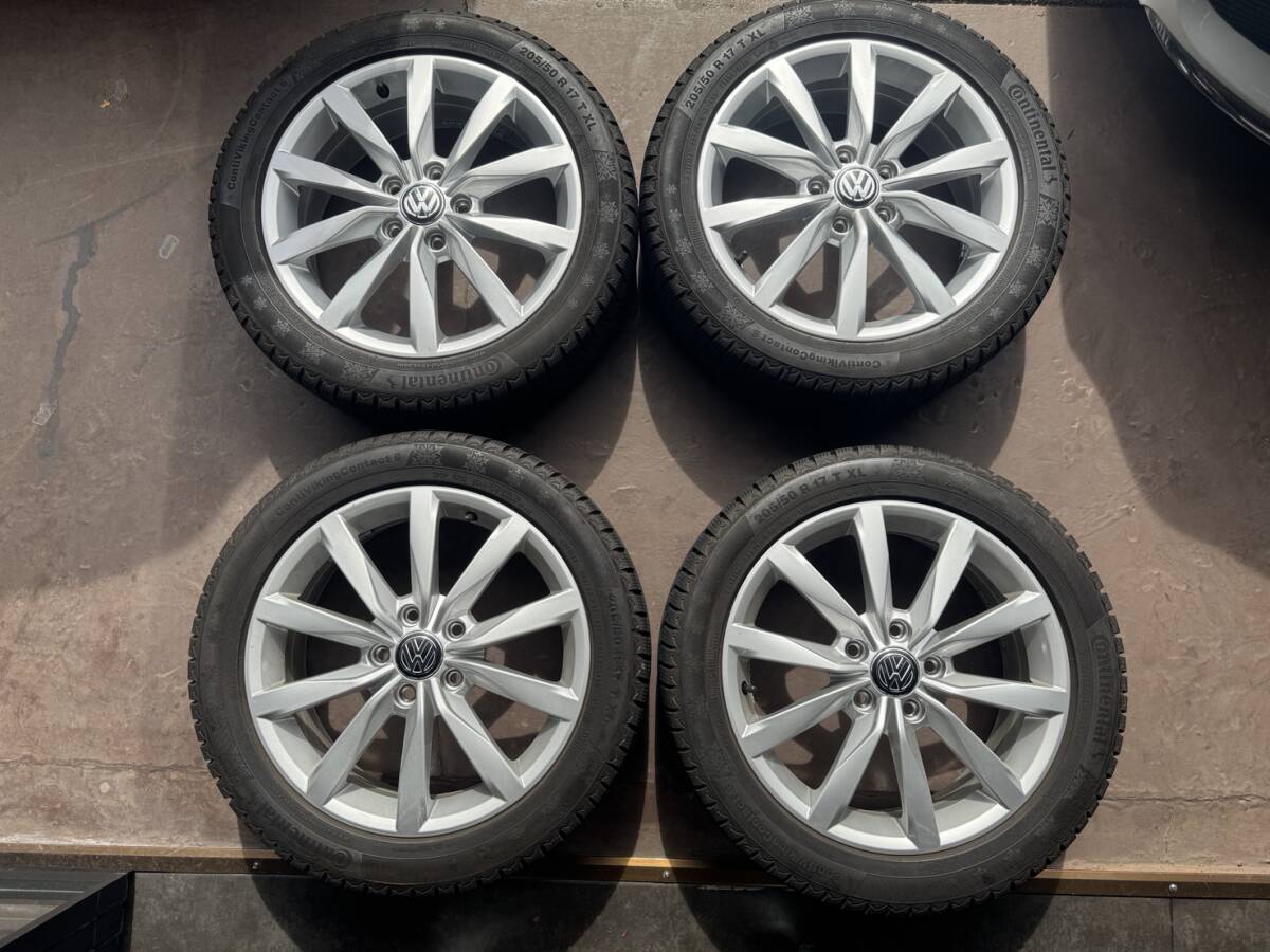 VW оригинальный 　 гольф  ７　... задний ...　 оригинальные диски  　 зимняя резина 　205/50R17　continental　VikingContact 6