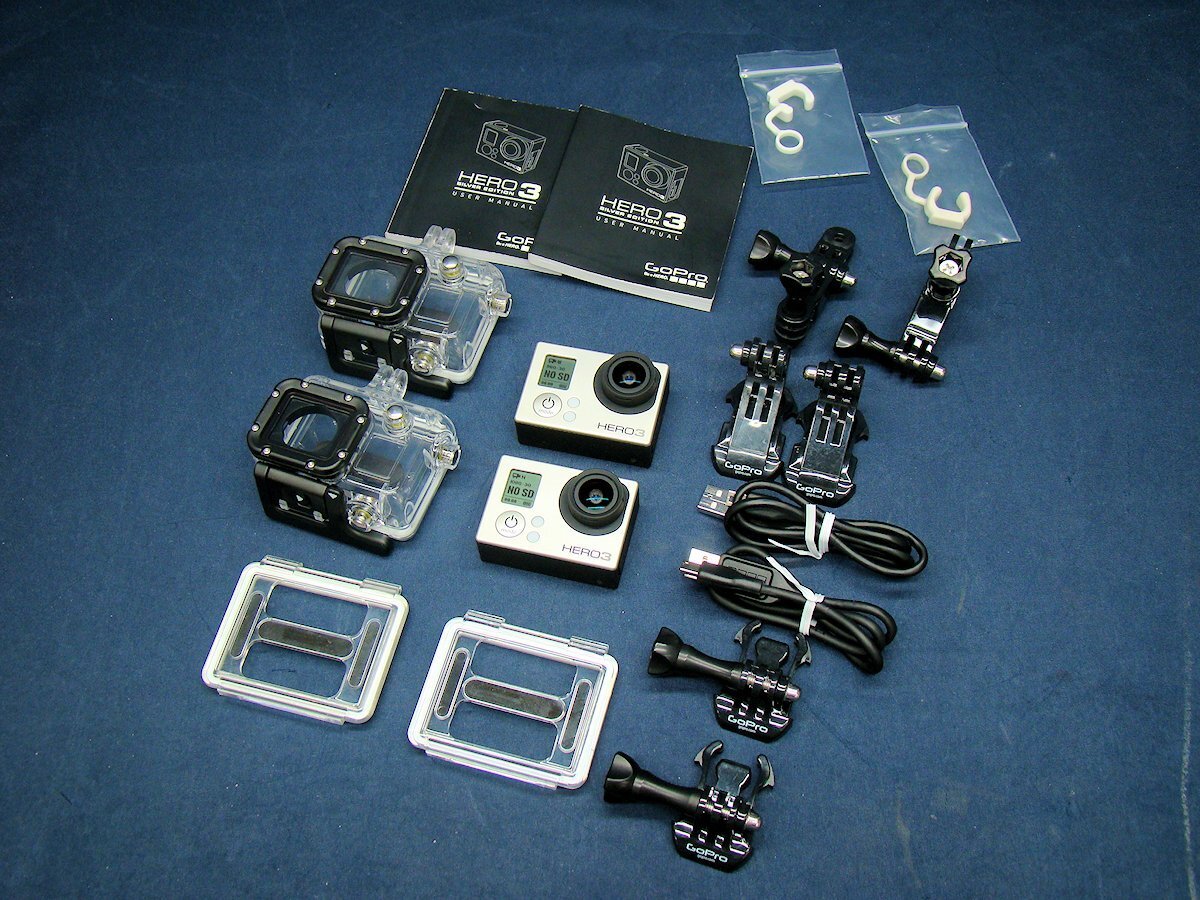 GoPro GoPro HERO3 CHDHN-301-JP   серебристый  выпуск   аксессуары  комплект   ... камера  ... pro   подержанный товар  2 подставка   комплект