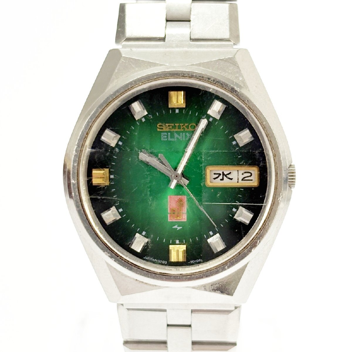 【1  йен  старт 】SEIKO  Seiko   0703-7010 ELNIX ...  день   день  ... SS ...  мужские наручные часы    продаю как нерабочий   733122