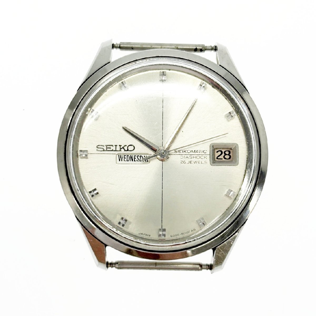 【1  йен  старт 】SEIKO  Seiko   6206-8010  Seiko  ... 26 камень  SS   серебристый  циферблат   автоматически  скручивание    мужские наручные часы   739508