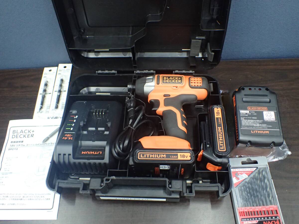 внешний вид   красивая вещь ！ BLACK+DECKER 18V  беспроводной    воздействие   сухой ... BPCI18  батарея  3 шт.  зарядное устройство  включено  DIY  воскресенье  большой ...  товар в состоянии "как есть"   очень дешево 1  йен  старт
