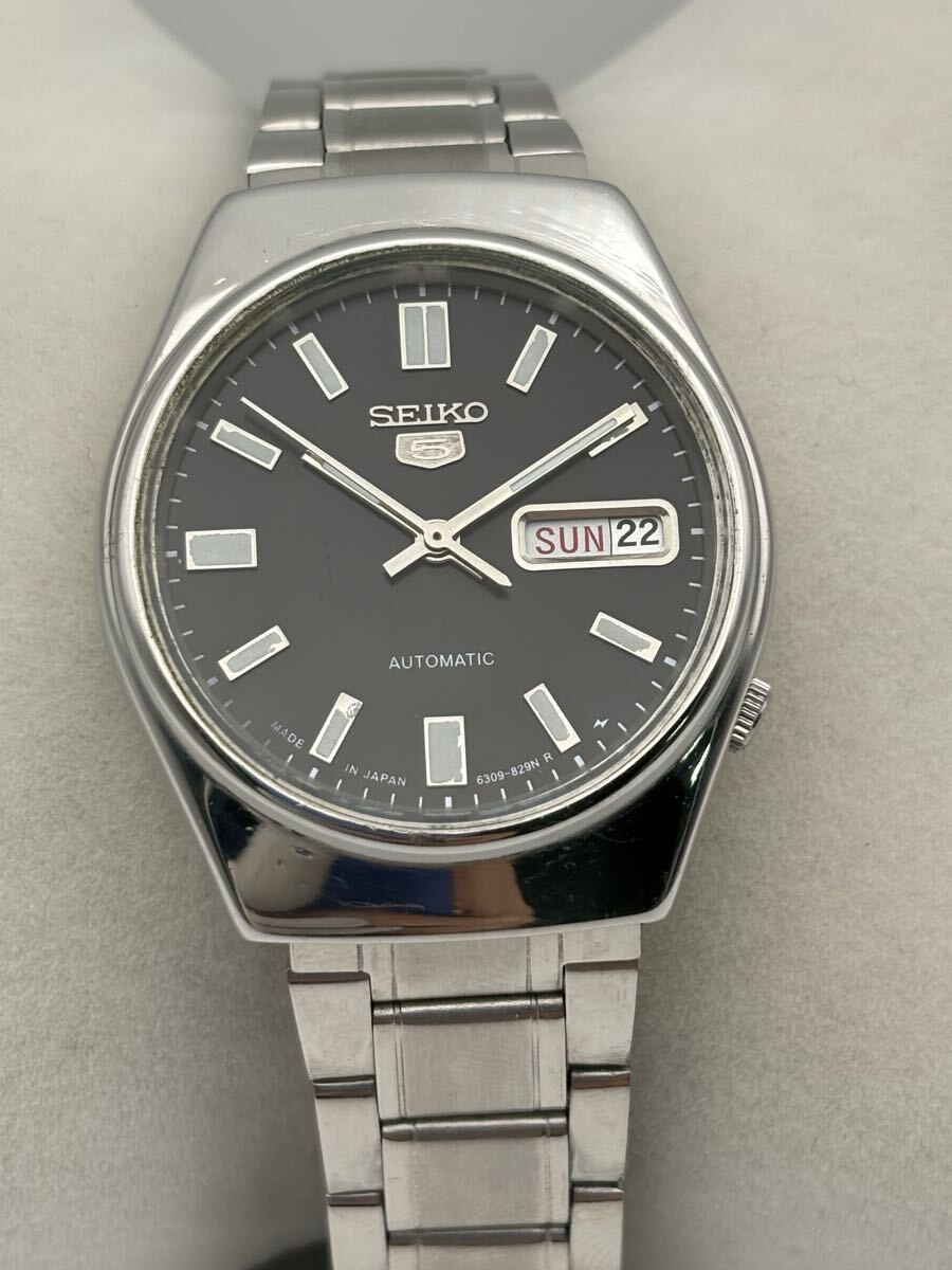 винтаж   Seiko  5  автоматически  скручивание    мужские наручные часы   6309 |  черный  циферблат   , ... кейс  ,  день   день  ... выражение   ,  в хорошем состоянии ... рабочее состояние