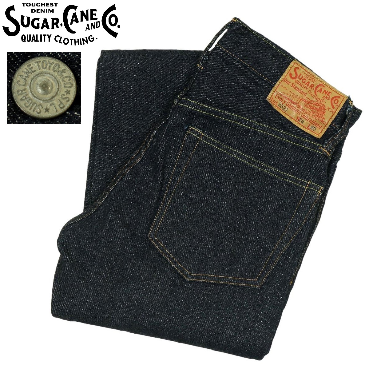 【S3252】【 такой же, как новый товар 】SUGAR CANE ...  Denim   брюки    стандарт  Denim    тонкий  Fit  SC42021 Lot:2021 14.25oz.  размер  28
