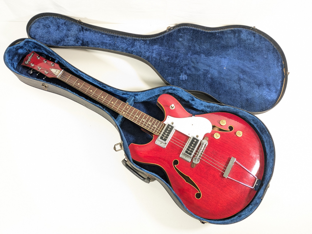 【 нерабочий товар  】Guyatone SG-25T ... тон   ... акустическая гитара   электро-гитара  красный  ...  жесткий   чехол  прилагается ..._0JI_D0817-J00D