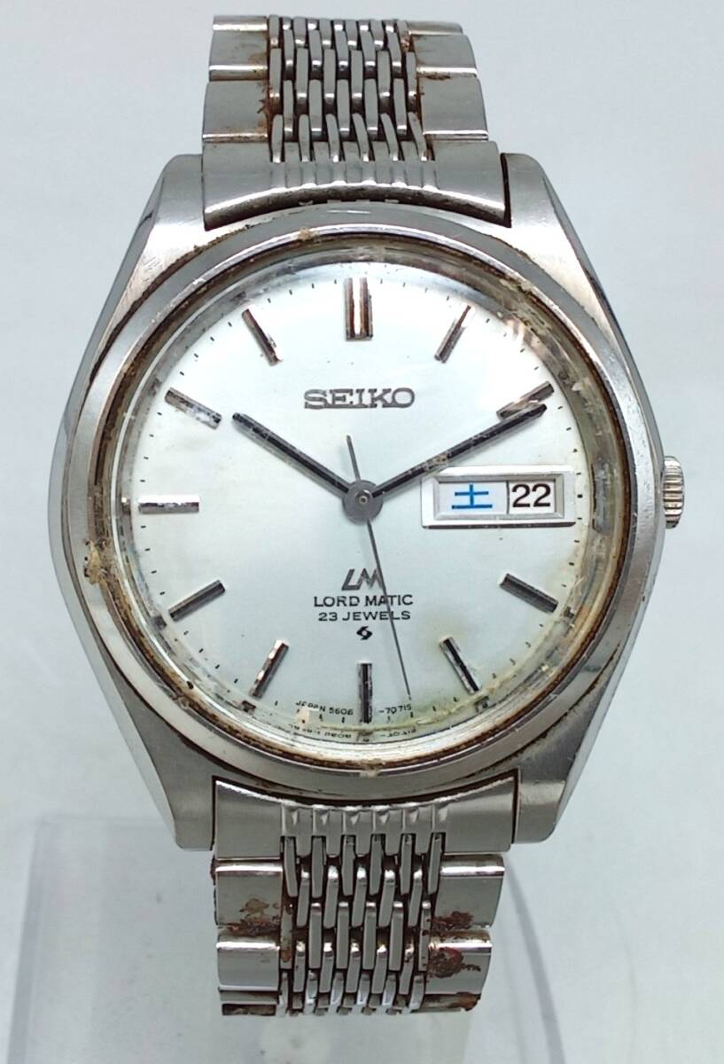 RR24♯【AT/ не подвижный   товар 】 продаю как нерабочий    наручные часы  SEIKO  Seiko   LM 5606-7070 23 камень  3 игла   день   день  ...  белый  кузов  циферблат   оригинальный  ремень   мужской   товар в состоянии "как есть"