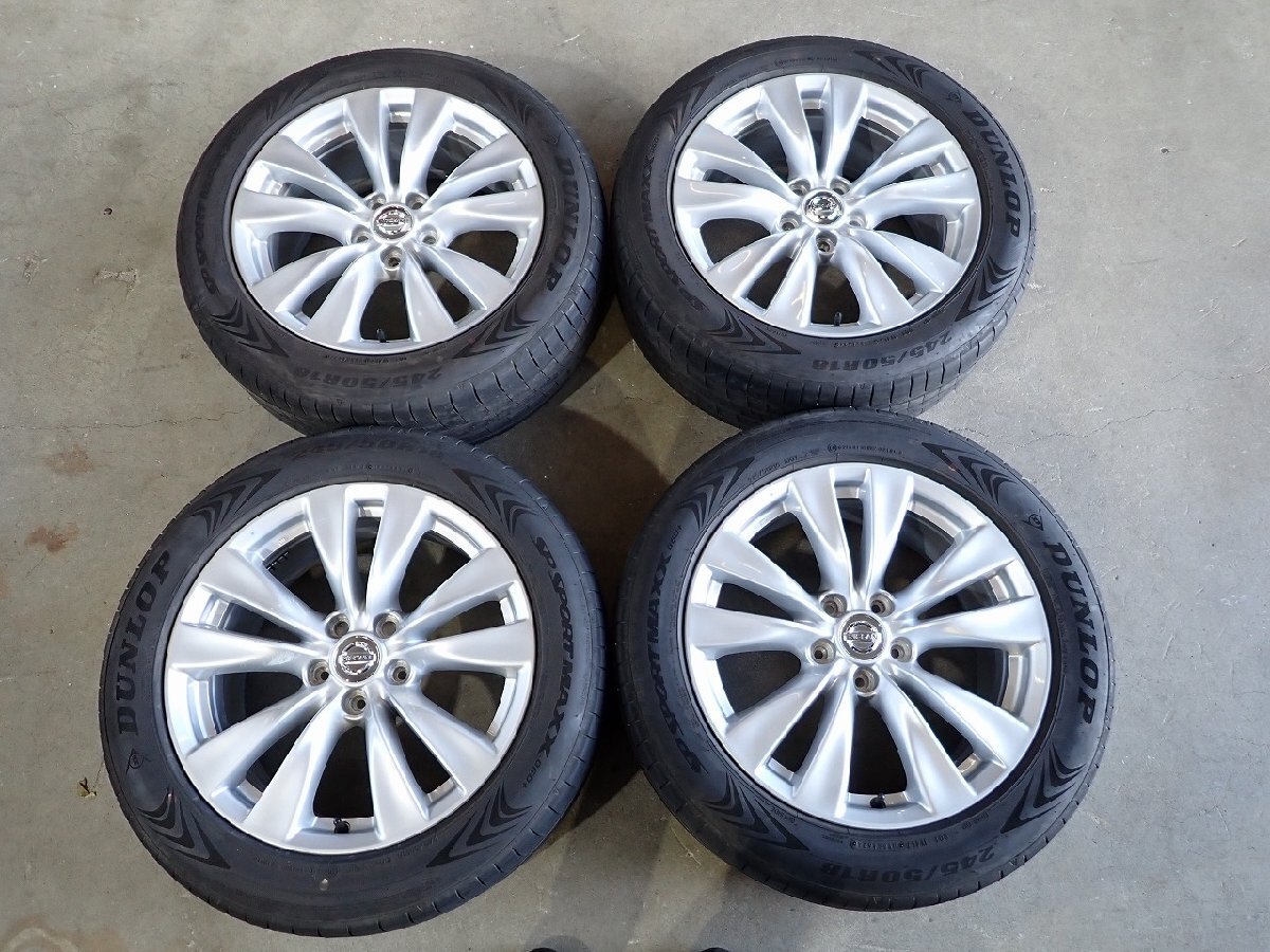EF3455【 доставка бесплатно 245/50R18】 Nissan  оригинальный  Y51... оригинальный  2024 год выпуска   Dunlop   подержанный товар  лето  шина  комплект   ★18×8J 114.3/5H ET43★