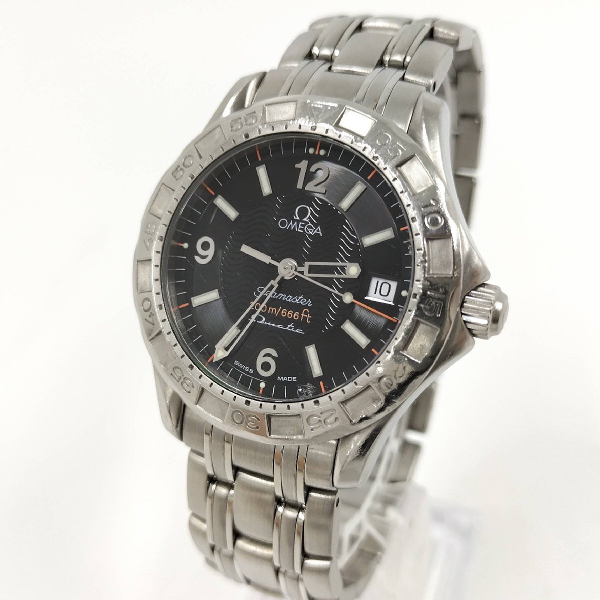 ●OMEGA  Omega   seamaster   мужские наручные часы    черный  циферблат   автоматически  скручивание    день  ... ... шланг    подержанный товар [ne]UM84
