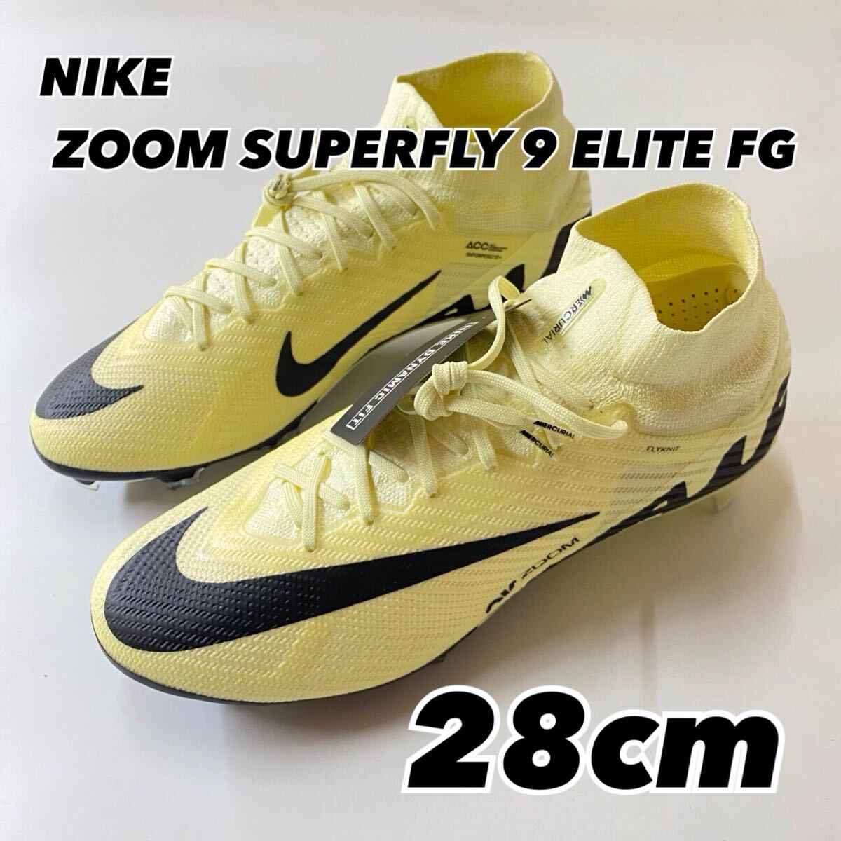 NIKE ZOOM SUPERFLY 9 ELITE FG  Nike   зум  ... реальный   супер  ... 9 ... FG LEMONADE/BLACK DJ4977-700 28cm