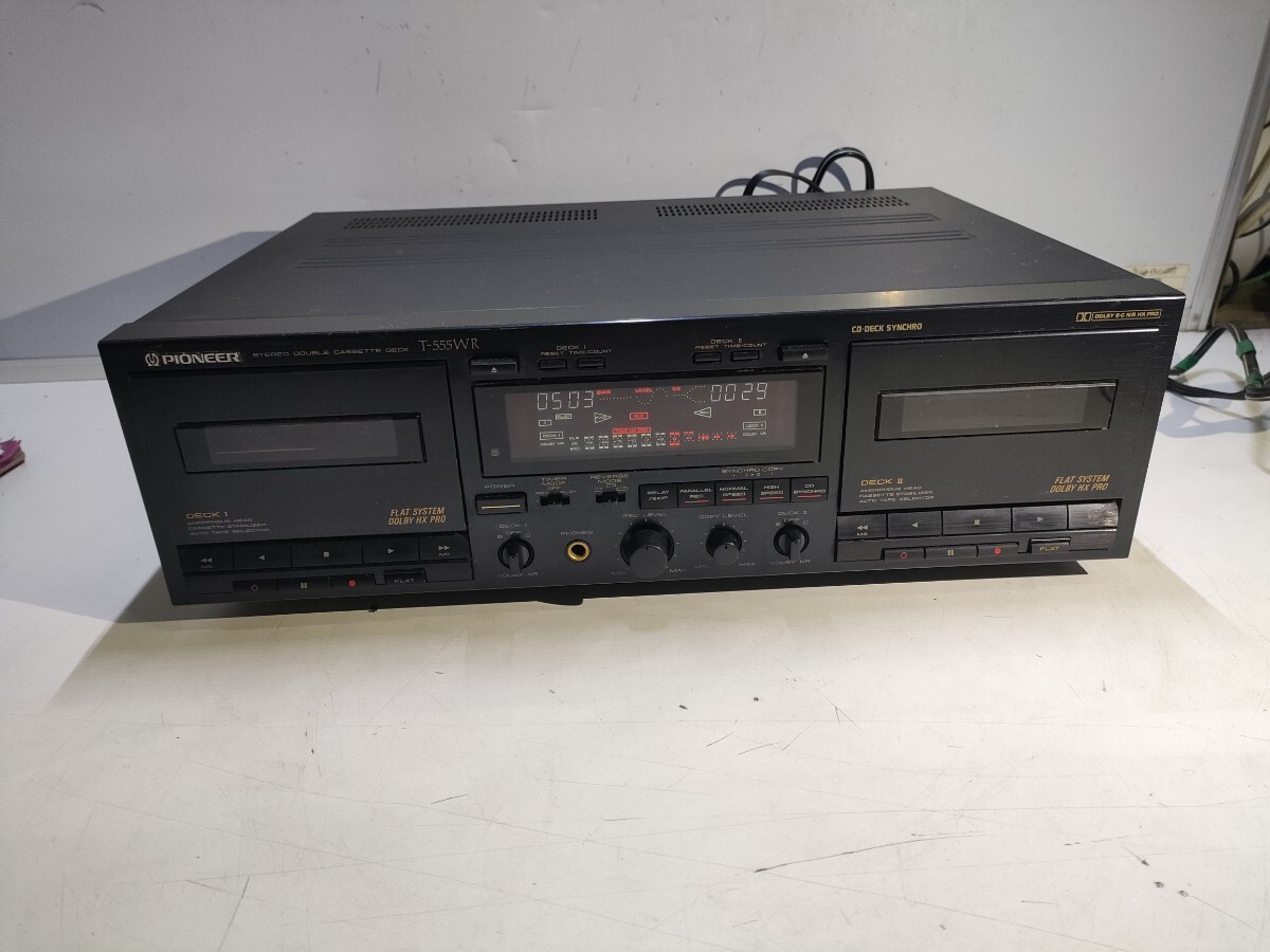 труба  276（ включение питания  ,  левый  воспроизведение   проверка  ,  продаю как нерабочий  ,  отправка сразу ）PIONEER  двойной   кассетная дека  T-555WR  Pioner   стерео   винтажный