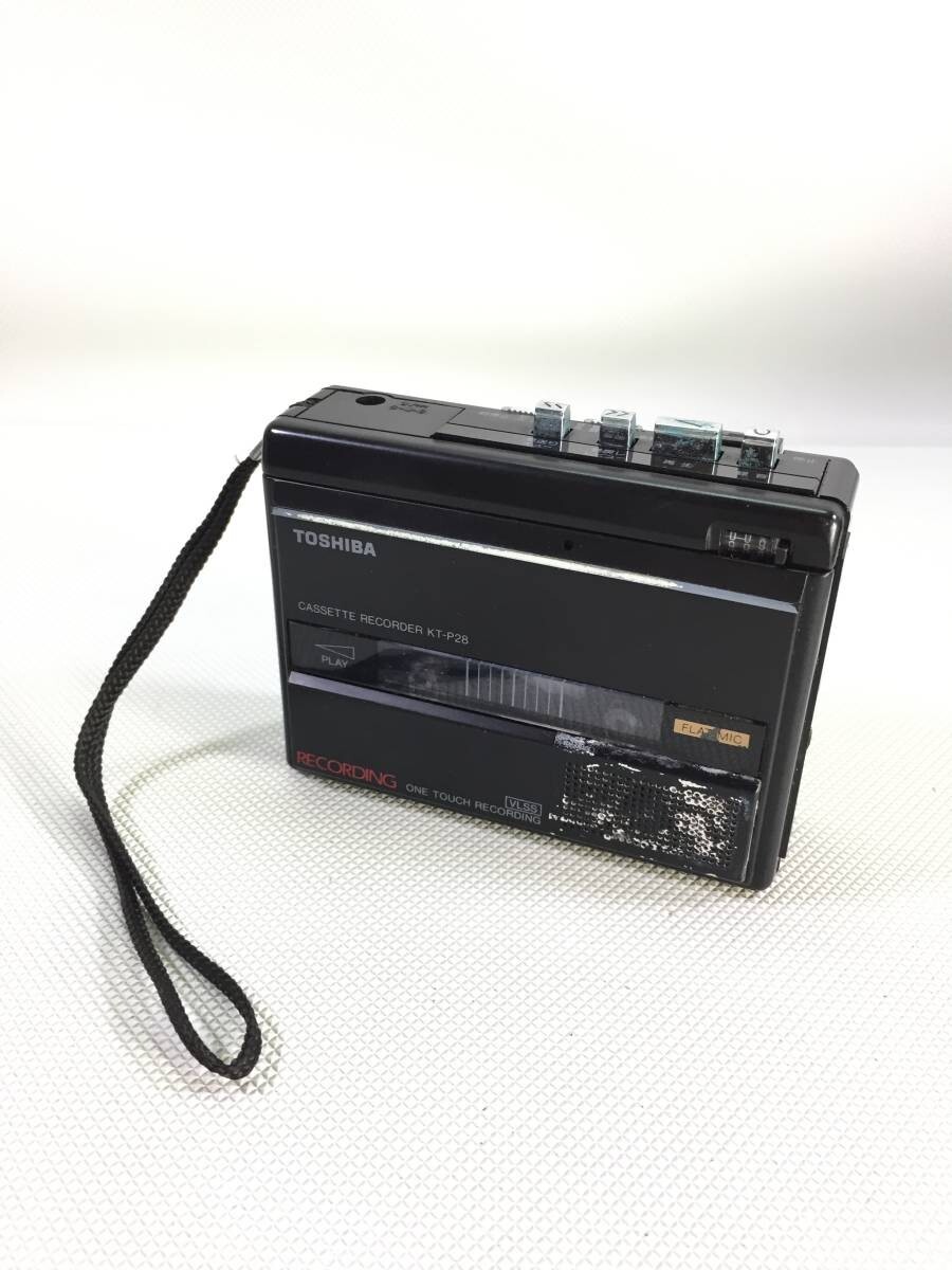 S2099○TOSHIBA  Toshiba   кассета  магнитофон  кассета  плеер   KT-P28  звукозапись  / воспроизведение   портативный    ретро 【 включение питания OK】