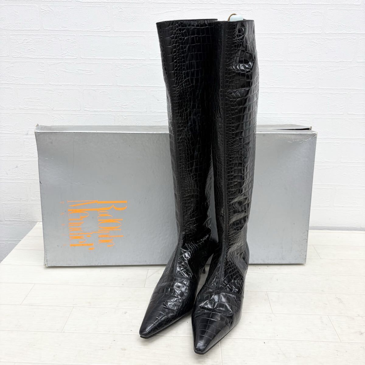 1926〓  коробка  идет в комплекте  Rodolphe Menudier ... ...  длинный   ботинки   женский   размер  39  черный   задний  молния   обувь   обувь