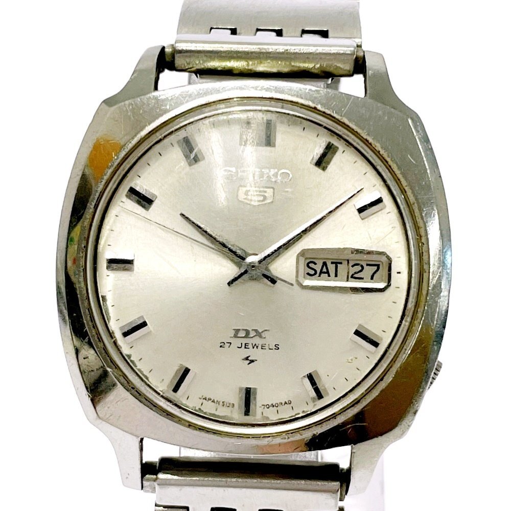 【1  йен  старт 】【 обстоятельства  есть  товар 】SEIKO  Seiko   5139-7040  Seiko  5 DX  день   день  ... 27 камень  SS   серебристый  циферблат   автоматически  скручивание    мужские наручные часы   736624