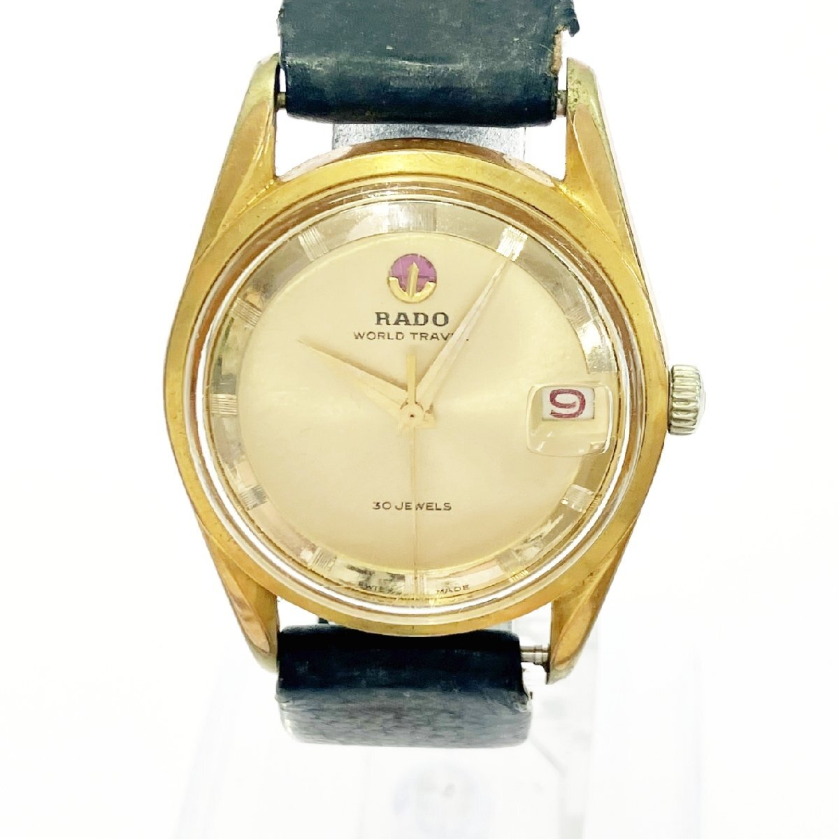 【1  йен  старт 】【 обстоятельства  есть  товар 】RADO ... WORLD TRAVEL ... этикетка  30 камень  GP×SS  золотой  циферблат   с ручным заводом  мужские наручные часы   739464